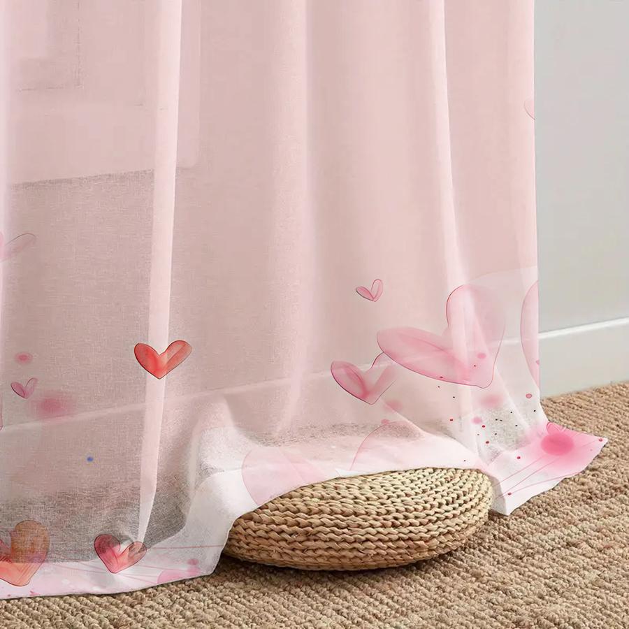 1PCS watercolor heart-shaped gauze curtain   perfect for a romantic Valentine's Day   suitable for both bedroom and living room