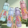 1PC Blessed Yaya Floral Text 750ml Color Plastic Sports Water Bottle Leakproof Flip Straw Lid Suitable for Sports Office Home Use