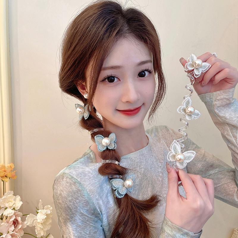 Schmetterling Perle Glattes Haarseil Haarbänder Stirnband Telefondraht Haarbänder Pferdeschwanz Haarseil