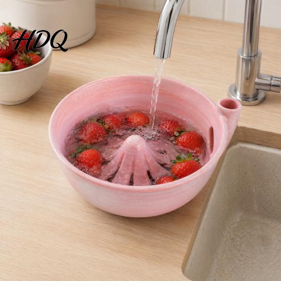Cuenco de Fruta Cerámico Autolimpiante con Agujeros de Drenaje Huecos Flujo en Espiral Lavado de Bayas Enjuague para Encimera de Cocina Drenaje