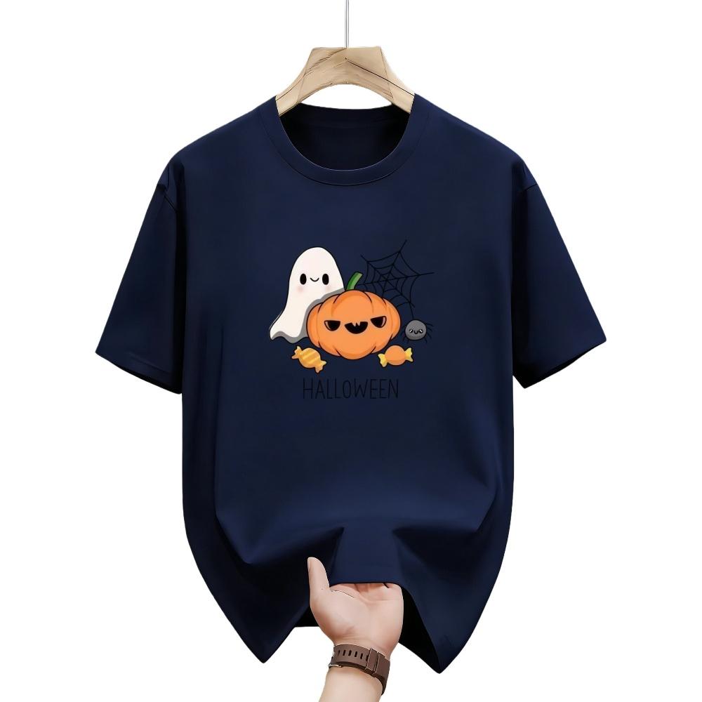 

Ladies Cute Cartoon Cotton Candy and Fried Egg Pattern Black Loose Round Neck Tshirt with Smiling Face and Flame Tshirt 4XL