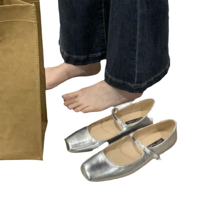 Ballet Shoes Retro French Mary Jane Shoes Women's Shoes Flat-bottomed Belt Temperament Shoes Large Size Women's Shoes -