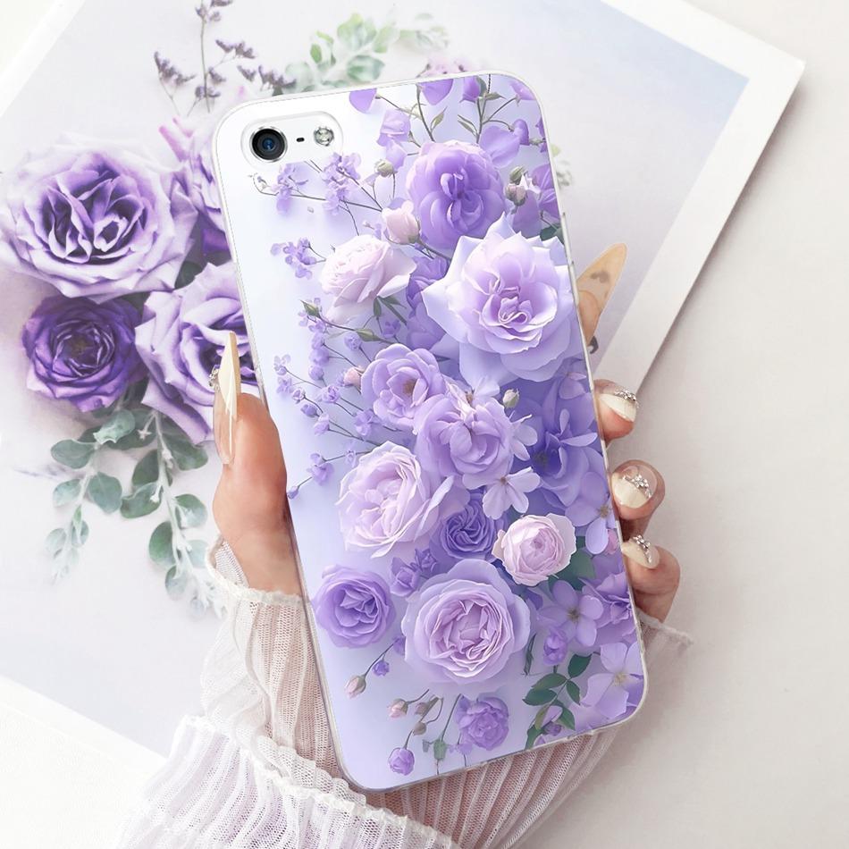 For iPhone 5 5s SE (2016) 4 4s Cute Flower Butterfly Cat Painted Case For iPhone5 iPhone4 Soft Silicone TPU Phone Cases