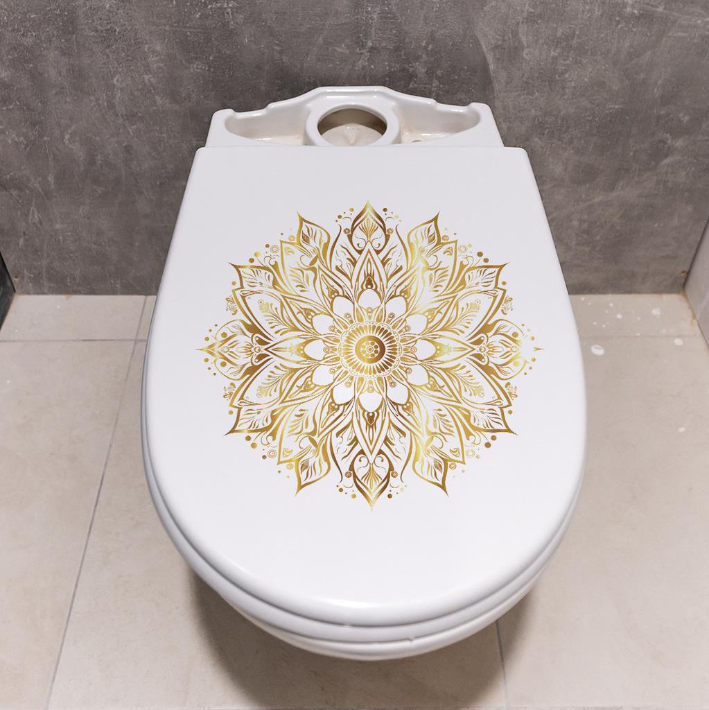 Self-adhesive Removable Waterproof Toilet Stickers Mandala Gold Foil Light Luxury for Bathroom Toilet Seat Decor