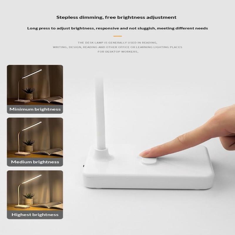 Rechargeable Led Eye Care Desk Lamp With 3 Color Modes Dimmable Phone Stand For Home Office Reading Working