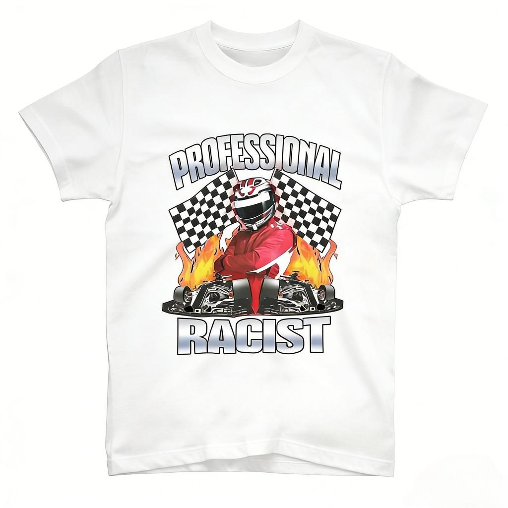 Racist racing driver certificate retro 3D printed mens and womens Tshirts street short sleeved motorcycle mens clothing