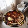 Flannel Printed Round Rug With Magical Tree Library Design For Home Decor Soft Floor Mat Fantasy Art Theme Cozy Interior