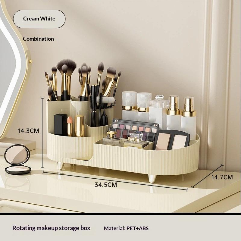 Cosmetic Storage Rack Desktop Makeup Organizer Makeup Brush Holder With Rotating Base For Makeup Brush Lipstick Storage Case