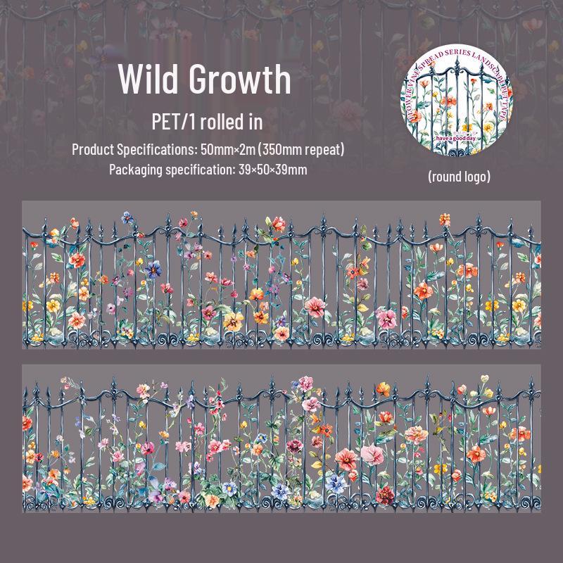 Beautiful Day Wisteria Vine PET Tape and Sticker Set for Landscaping and Journal Decoration