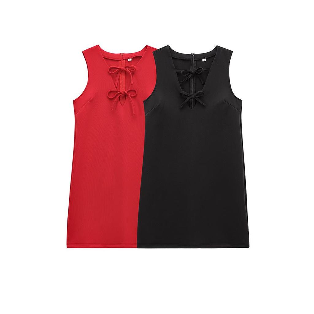 2024 Winter Women's European & American Slim Fit Bow Dress