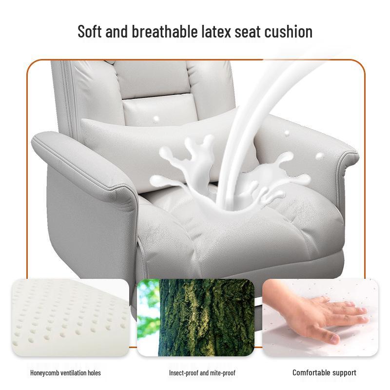 Comfortable Leather Reclining Office Chair with Adjustable Backrest