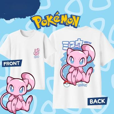 Anime Pokémon Mew Printed Cotton T-shirt Summer Men's and Women's Harajuku Clothing Fashion Casual Street T-shirt Fan Gifts