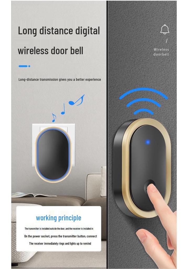 Smart Wireless Doorbell System: Water-Resistant, Dual Chimes, Long-Range Remote Control