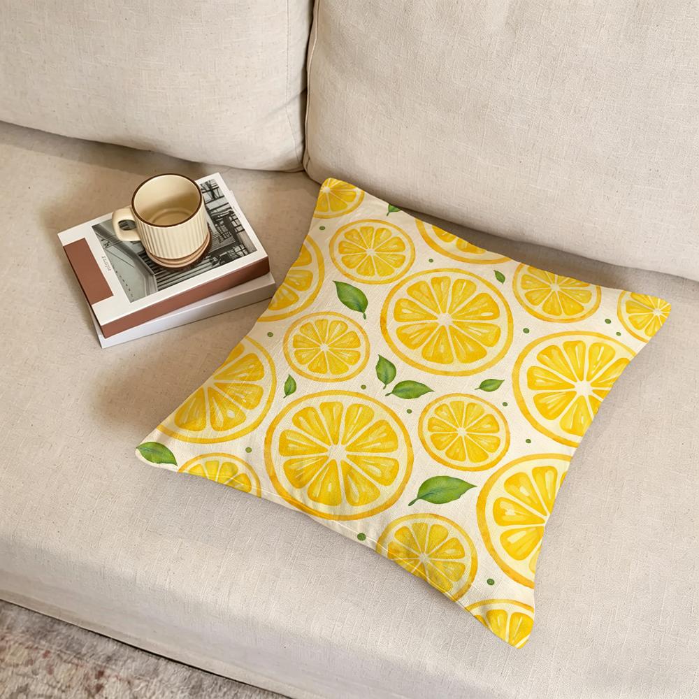 Y-Yellow Lemon Cushion Cover Fabric Soft Furnishing,Pillowcase, Cushion Cover, Sofa Pillow, Home Decoration