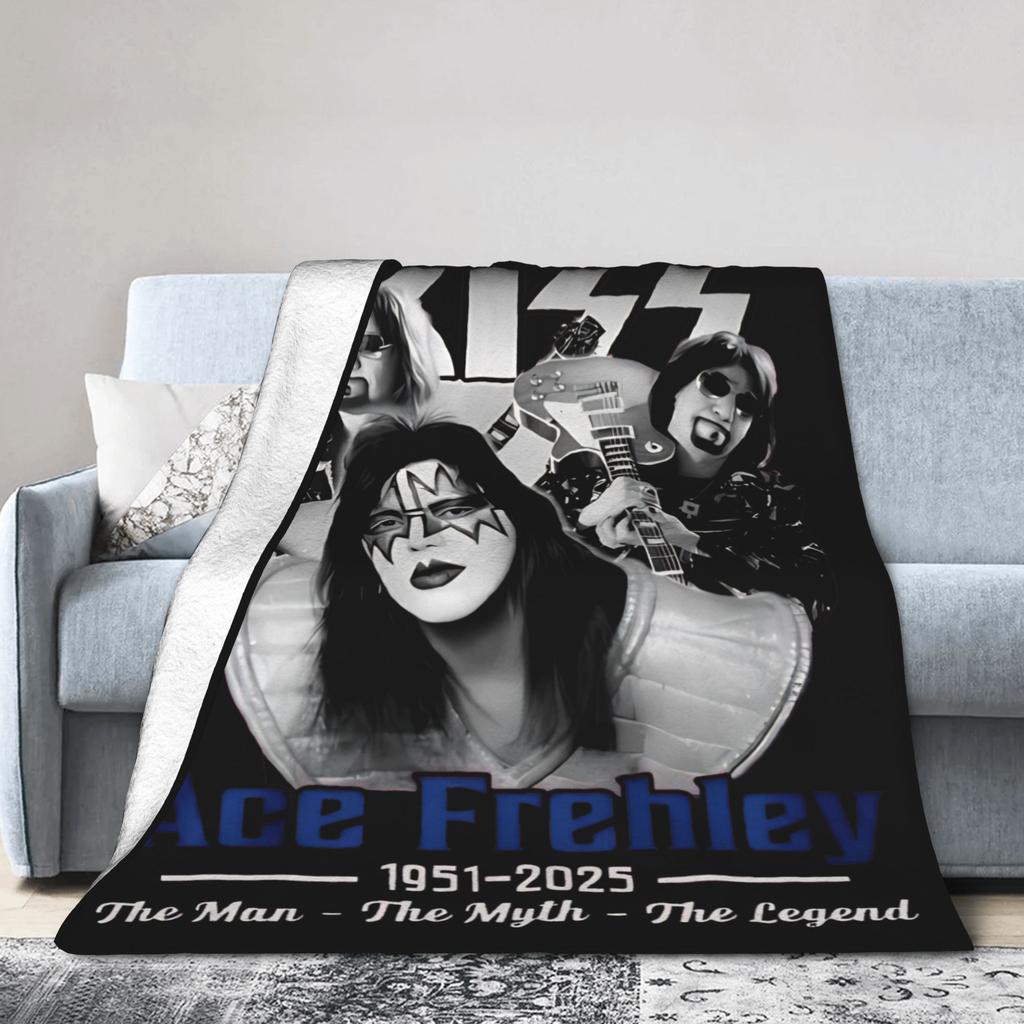 Ace Frehley RIP 1951-2025 Wool Blankets Kiss Band Custom Throw Blankets for Home 200x150cm Rug Piece,