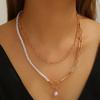Vintage mehrlagige Perlenkette Lange Perlenkette mit OT-Verschluss Schmuck