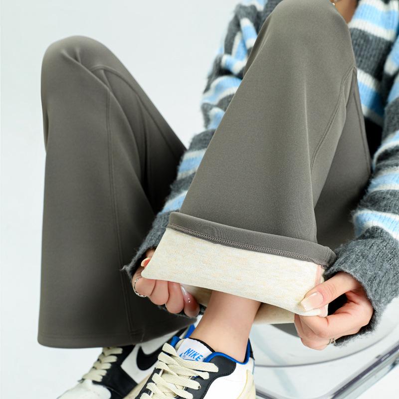 Long Shark Pants for Women High Waist Pants Autumn Winter Fleece Lined Slimming Flared Pants Warm Long Pants Loose Fashion Bell Bottom Pants