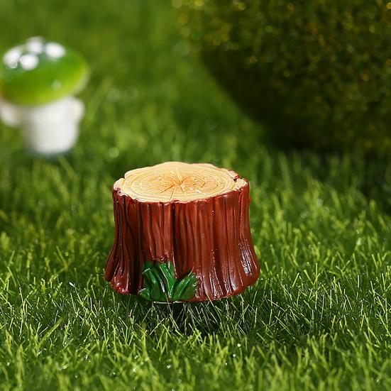1 Set Mini Stump Statue Weather-resistant Attractive Resin Delicate Detail Garden Miniature for Yard