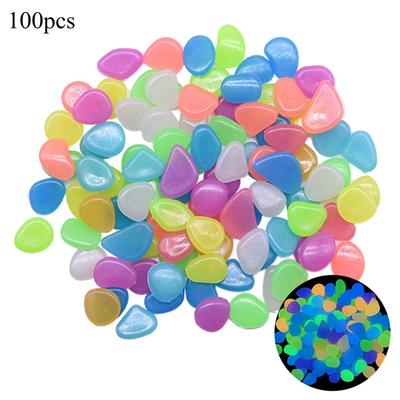 100pcs/bag Luminous Stones Garden Decor Glow In Dark Decorative Pebbles Outdoor Fish Tank Decoration Pebble Rocks Aquarium Mix Color