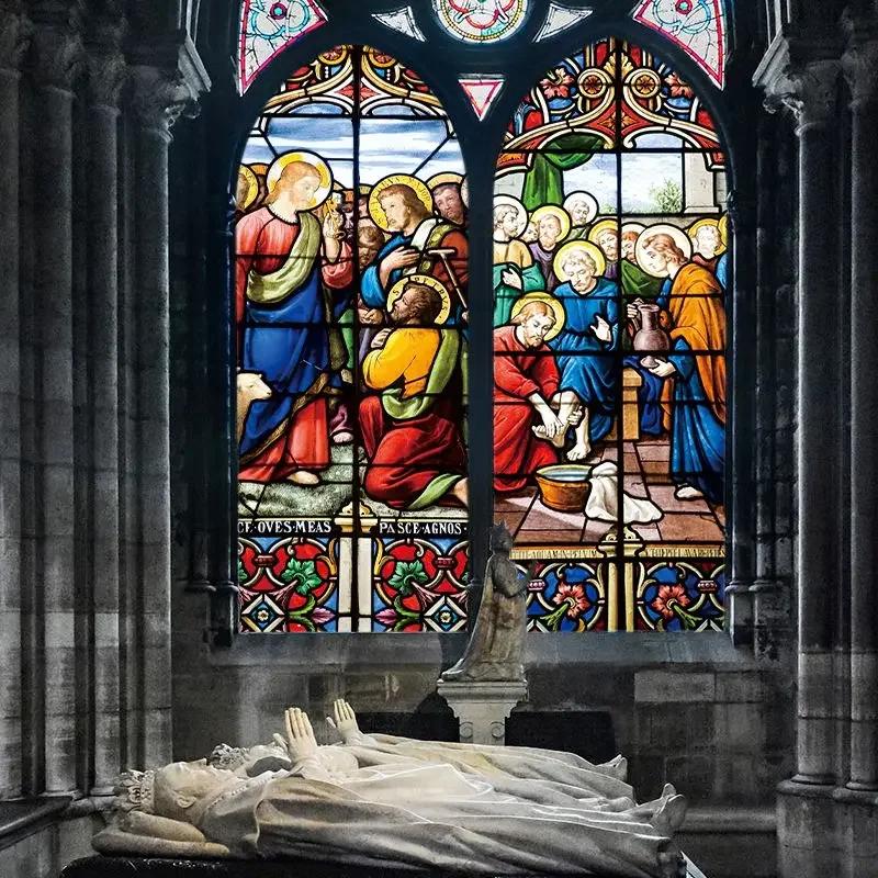 Stained Glass Window Stickers, Privacy Film, Church Style, Static Cling, Decorative Frosted Window Films, Customized Size