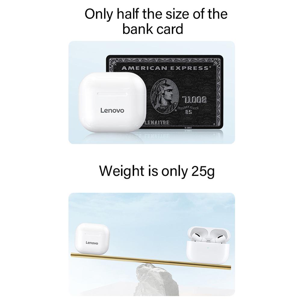 Lenovo LivePods LP40 Fones de ouvido semi-intra-auriculares BT 5.0 Fones de ouvido True Wireless Earbuds com toque