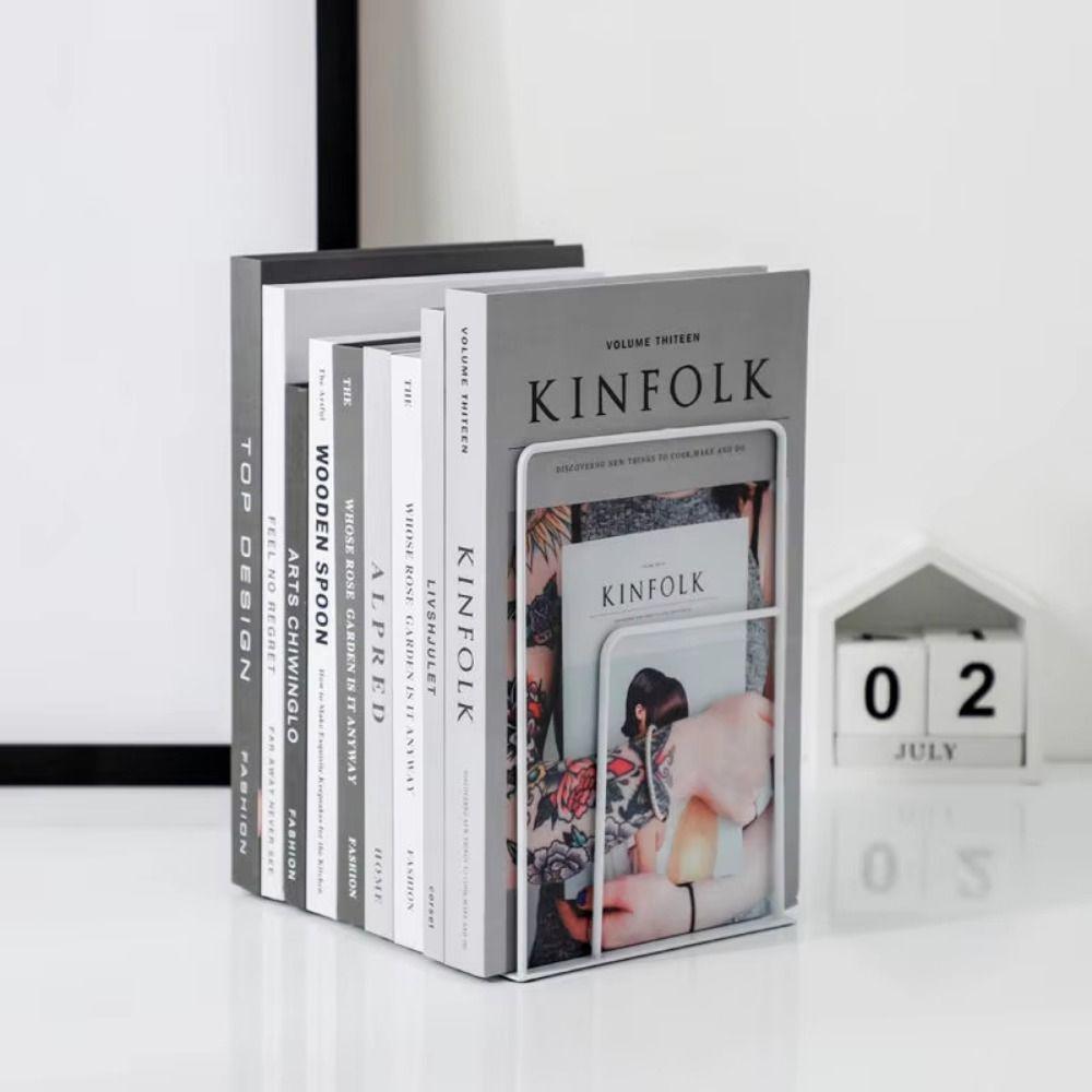 Hollow Simple Book Stand Anti-slip Desktop Bookshelf Nordic Style Document Holder Newspapers