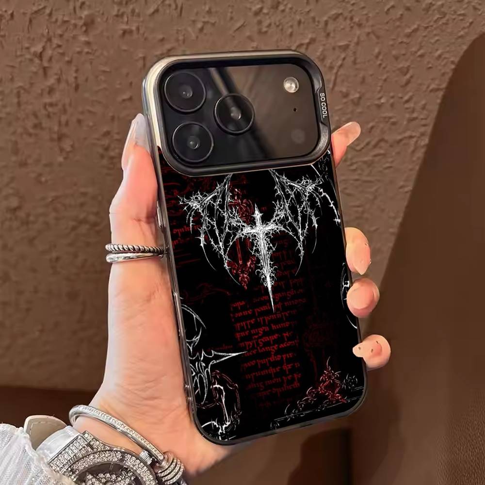 Gothic Cyber Sigil Cross  Phone Case Color Silver Shell For IPhone 17 16 15 14 13 12 11 Pro Max Plus