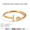 EMANCO Birthstone Initial Custom Ring Open End Ring Stainless Steel Name Custom Jewelry Women's Ring