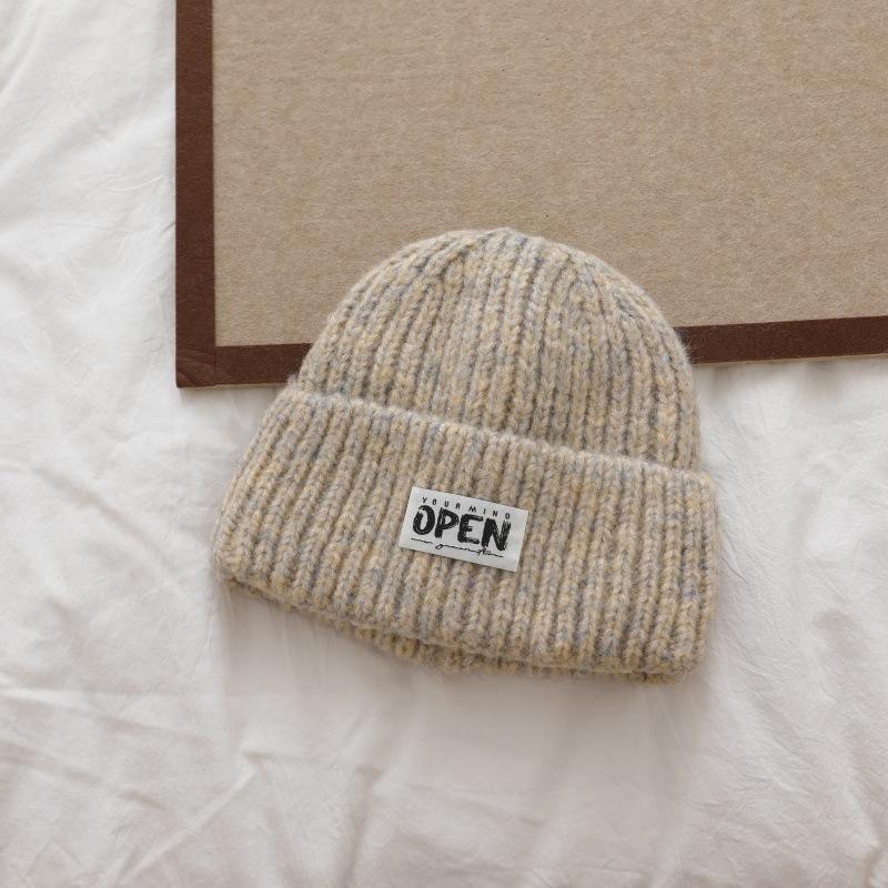 Simple Letter Versatile Knitted Wool Hat for Women Autumn and Winter New Fashion Knitted Hat Cold Hat