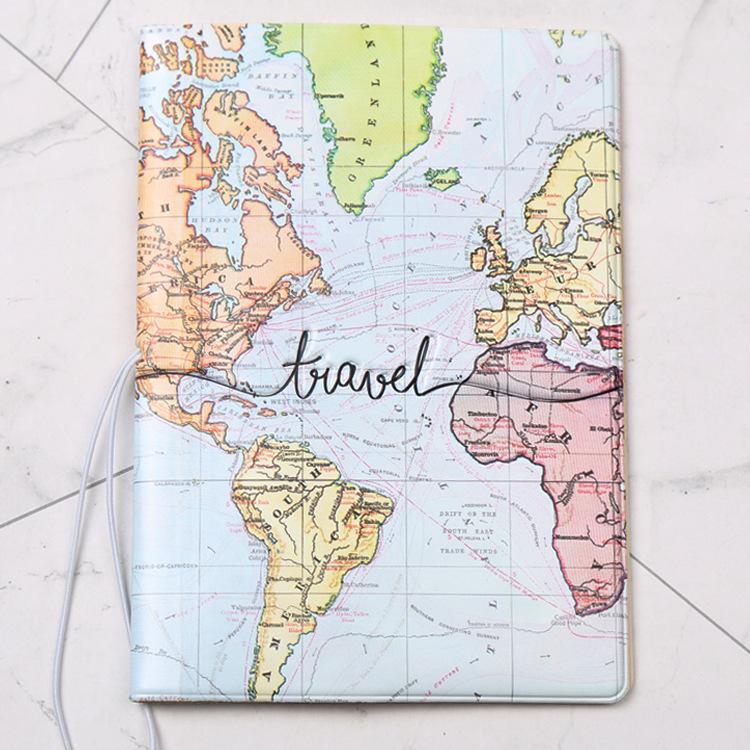 New Travel Accessories Passport Holder Men Lady Travel Around The World PVC 3D Print Leather Passport Cover Case Card ID Holders