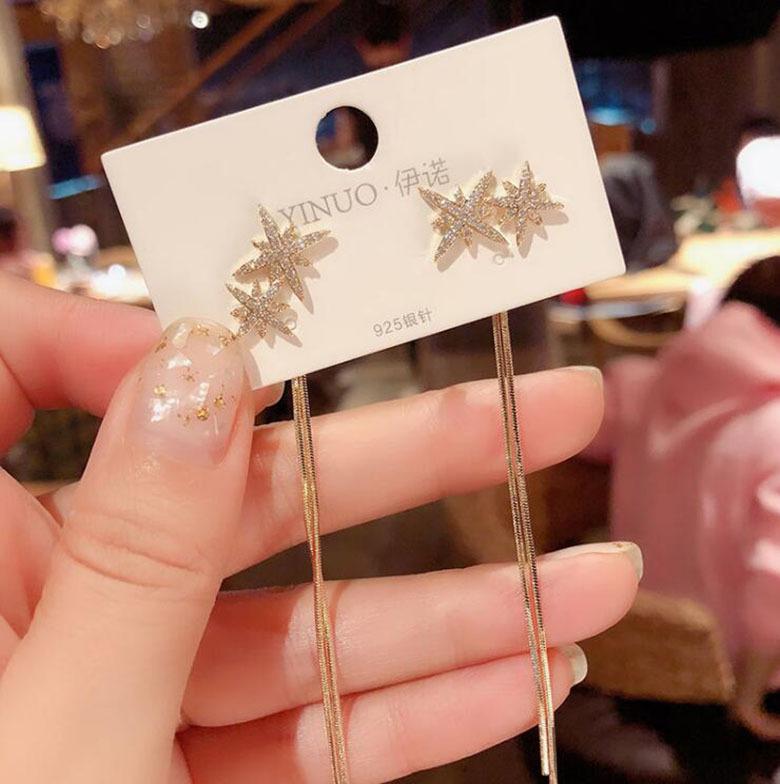 

Длинные серьги с кисточками Mangxing, популярные в Интернете. Универсальные и роскошные серьги-иглы из серебра 925 пробы.