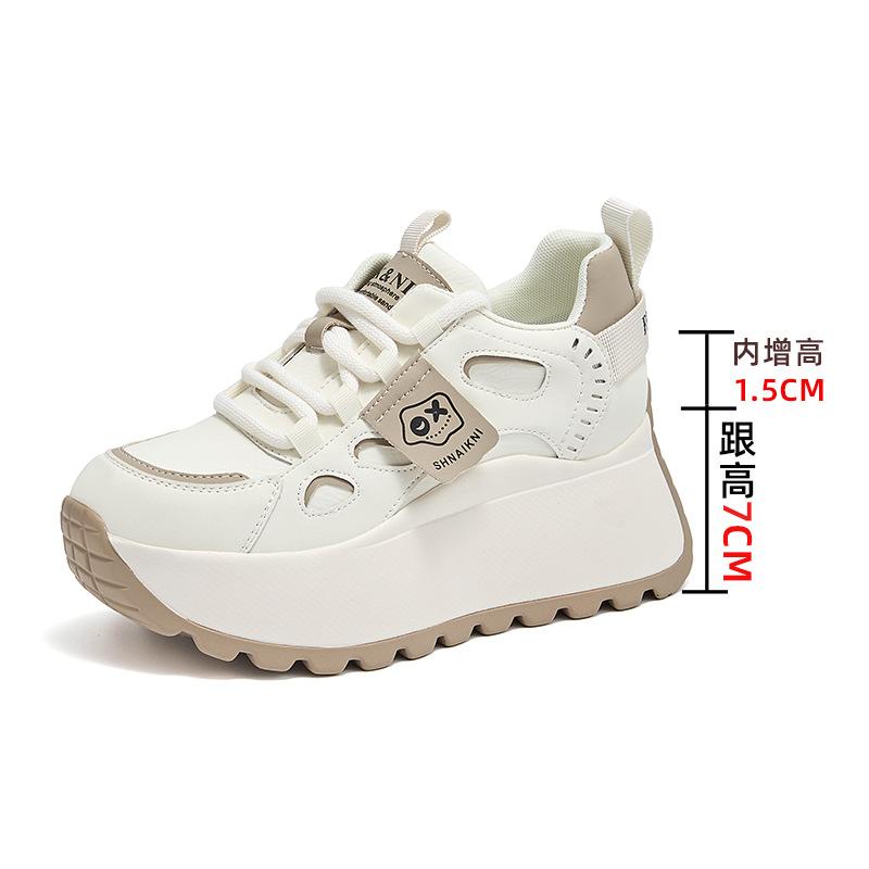 Women's shoes 2026 spring new item women's thick soled casual single shoes height increasing dad shoes