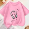 Kids Summer Crew Neck Short Sleeve T-Shirt with Sketch Headphones & Music Notes Print