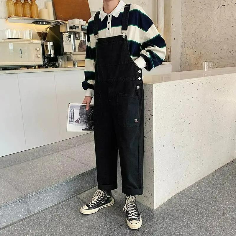 

Комбинезон мужской Инс Супер Повседневные Длинные Брюки Тренд Рабочий Комбинезон Осень и Зима Свободные Подтяжки XS чёрный