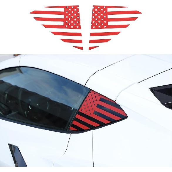 Rear Side Window American Flag Decal Fit for Chevrolet Corvette C8 2020-2024, Rear Side Window Sticker, American Flag Rear Side Window Decal Sticker