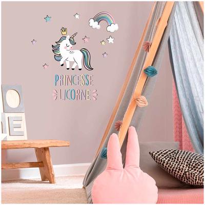[Q8289] - Multicolored 'Licorne My Unicorn' Sticker Sheet (Princess Unicorn) - 20x70 Cm
