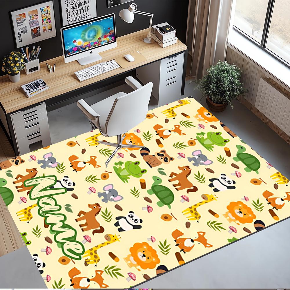 Custom Name Animals Printed Carpet,Rug for Office Chair Living Room Bedroom Kitchen Room Decor Gifts.