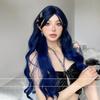 Women's Long Sky Blue Wavy Wig for Daily Lolita Look, Ideal for Round Faces