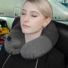 Foldable Press Type Inflatable Travel Pillow Washable Lightweight Double Hump Neck Pillow With Storage Bag Detachable