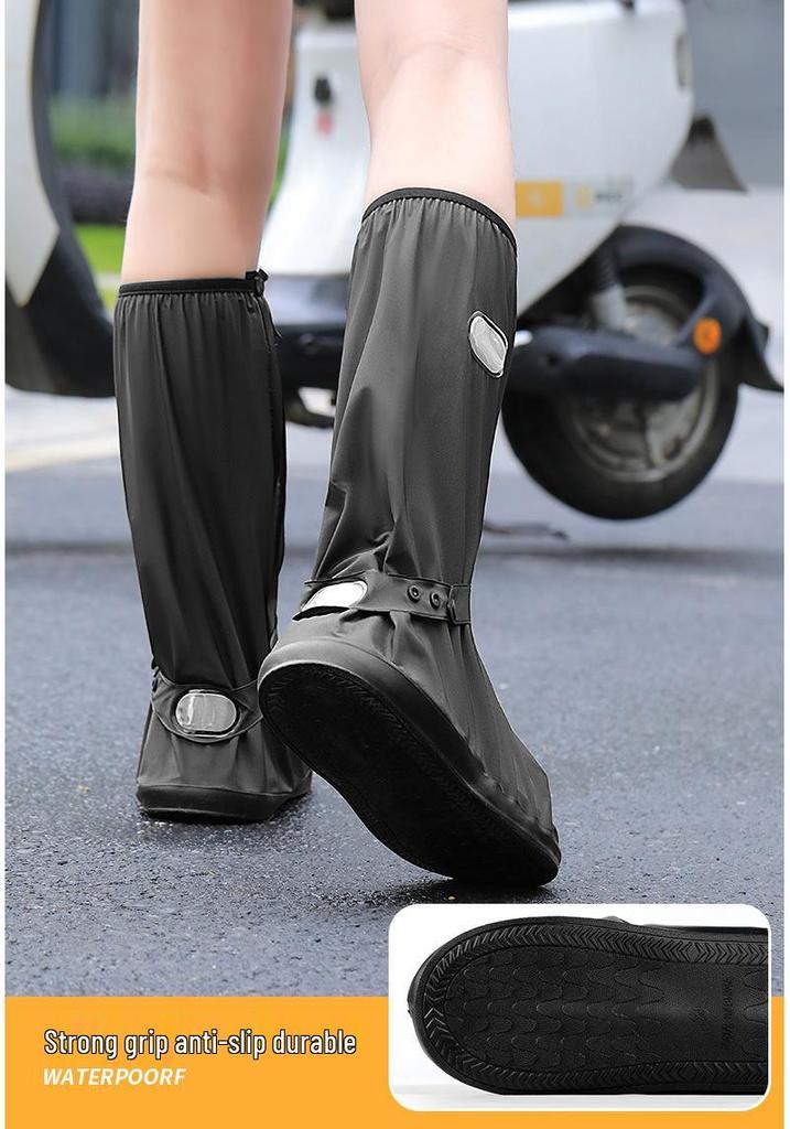 Hightop Zippered Waterproof Covers Shoe Wearresistant Rainproof Antislip Motorcycle Rain Boots
