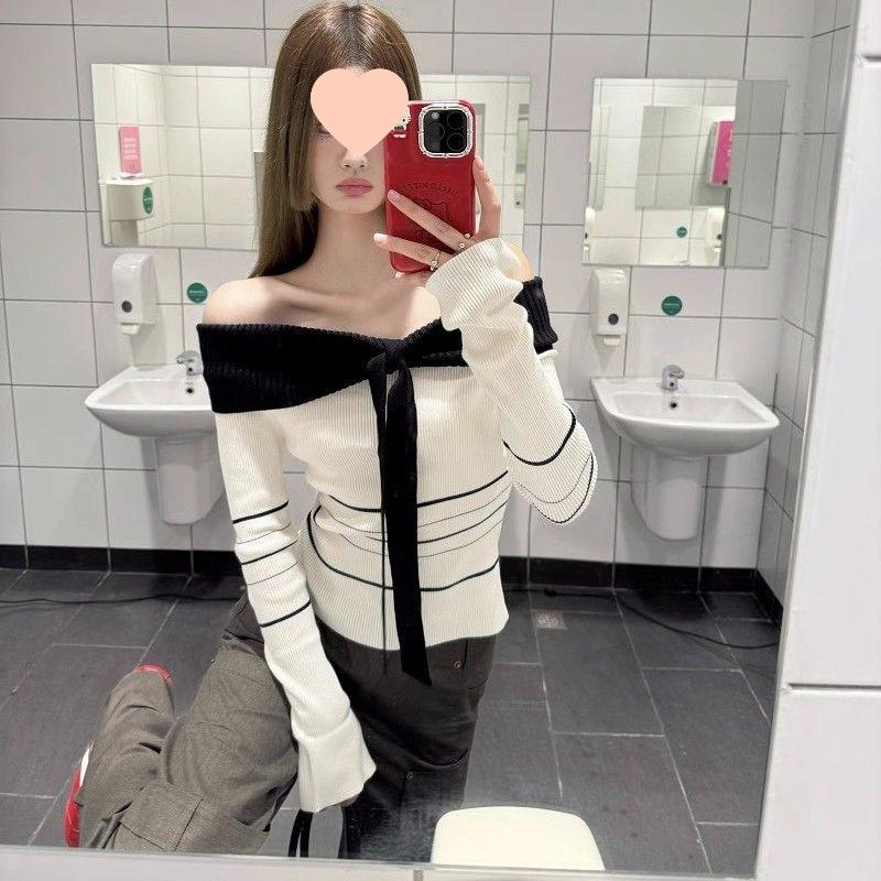 

Color Block Off-Shoulder Striped Sweater - Women s Early Autumn Slim Fit Top M