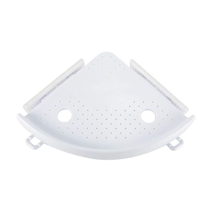 AIMOONSA Étagère d'angle de douche à ventouse - Caddy mural sans perçage, rangement shampooing & savon, blanc