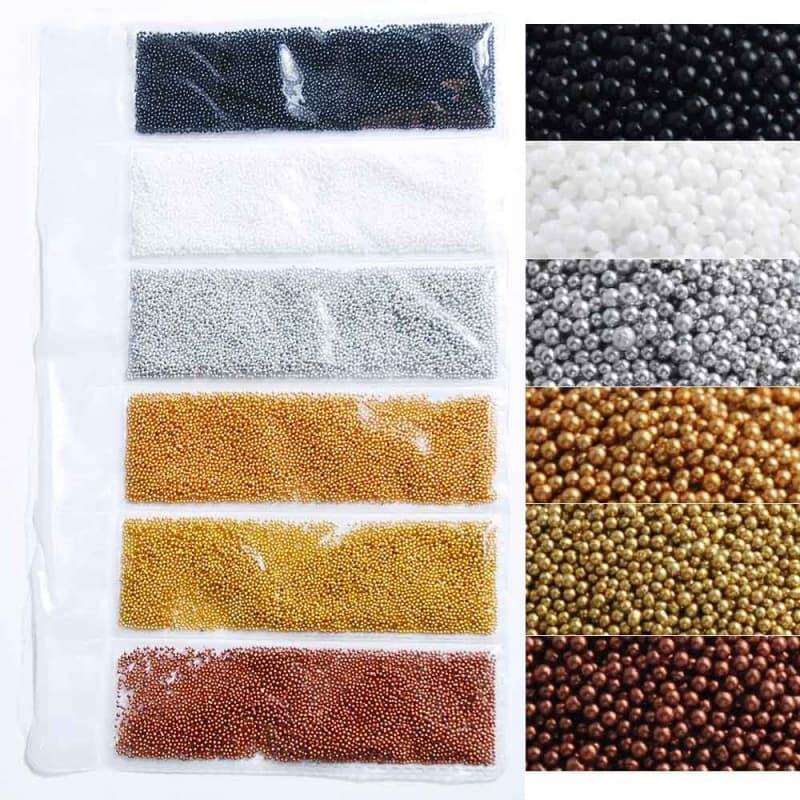 Various Colors Elf Beads Nail Accessories Nail Micro Beads Nail Decor 6-Piece Pack Women