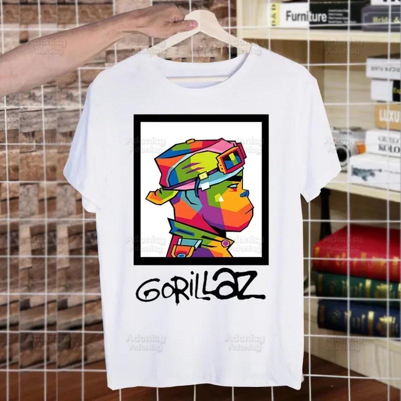 Gorillaz Rock Modern Music Graffiti T Shirt Men Retro Washed Tops Tees Harajuku Tshirt Streetwear Hip Hop Male T-shirts