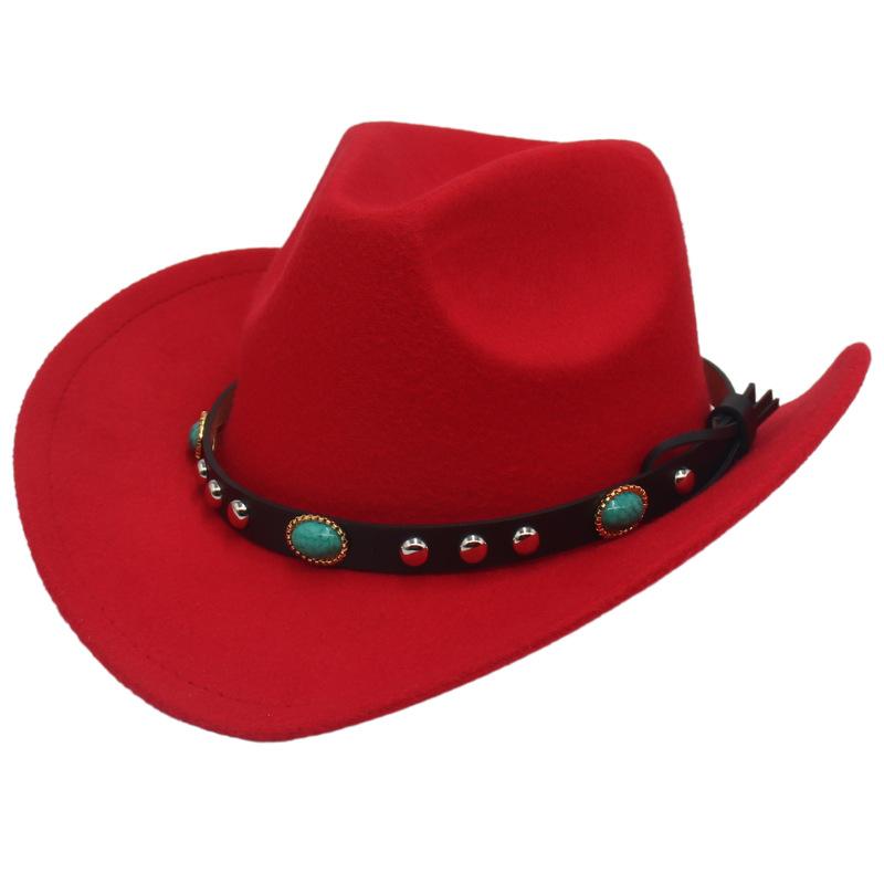 Ethnic Tibetan Style Western Cowboy Hat Top Hat Men'S And Women'S Felt Hats, Rivets, Upturned Edge Jazz Hats, Hats