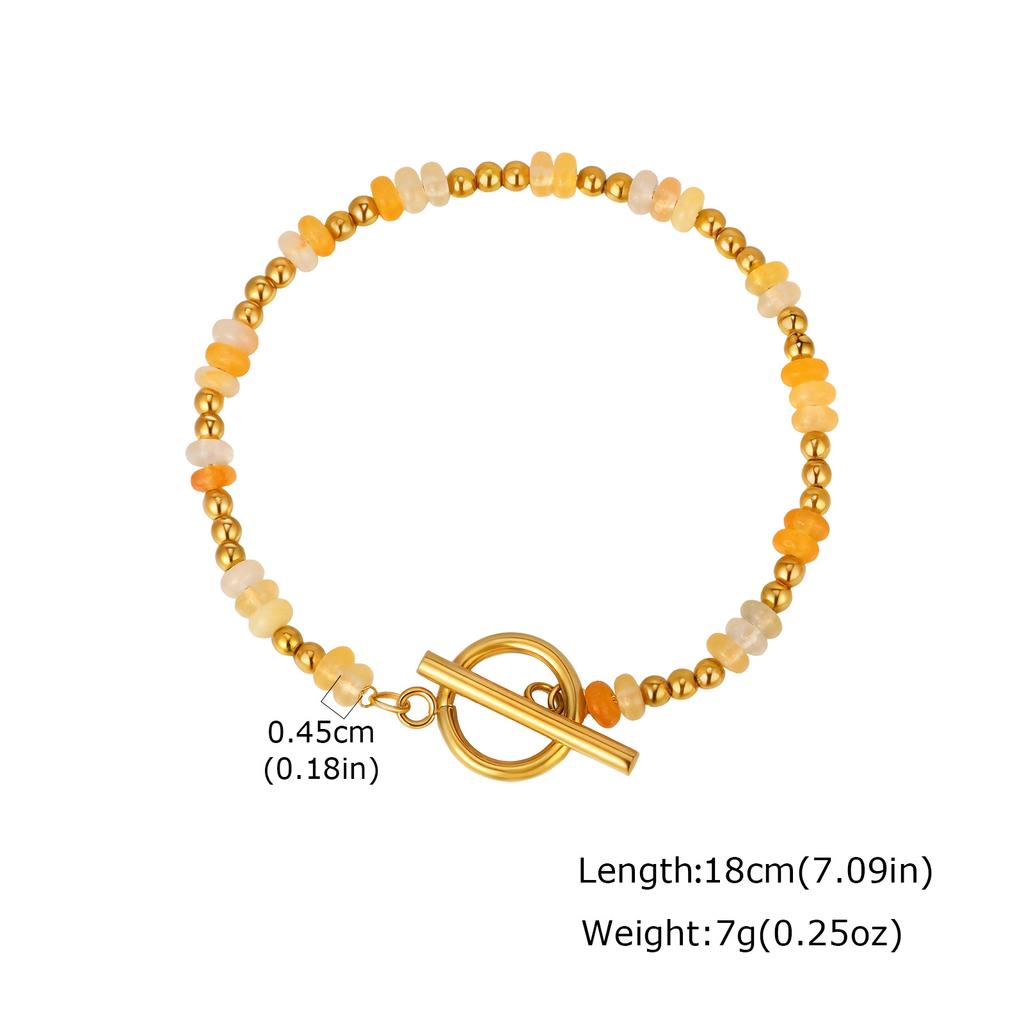 Dainty Boho Colorful Crystal Beads Bracelet for Women, Stainless Steel OT Buckle Natural Stone Bracelet, Exotic Handmade Jewelry