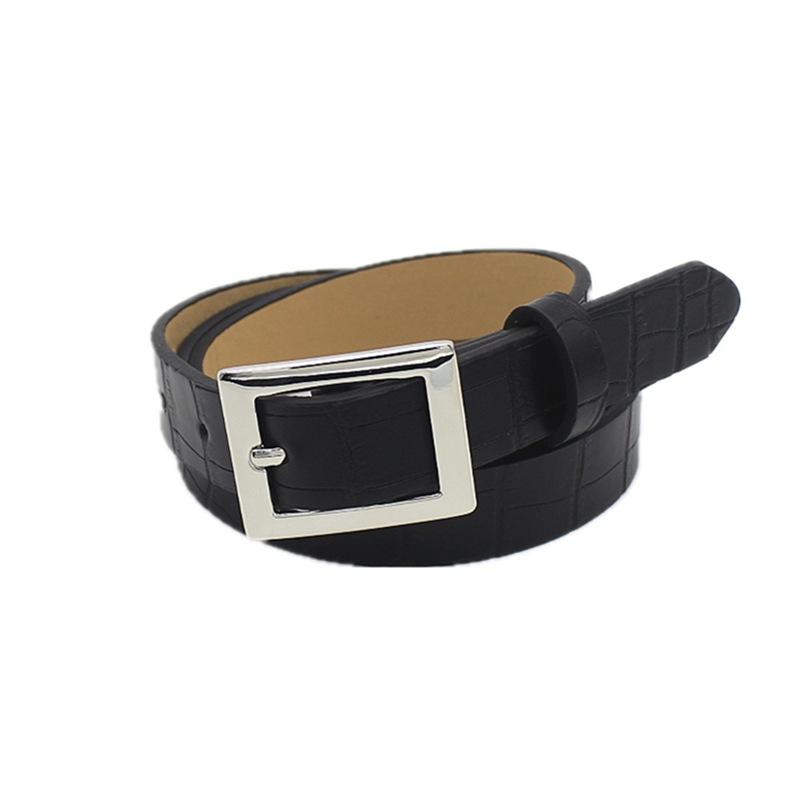 Retro Glossy Crocodile Pattern Belt Women'S Jeans Thin Square Buckle Decorative Belt Women