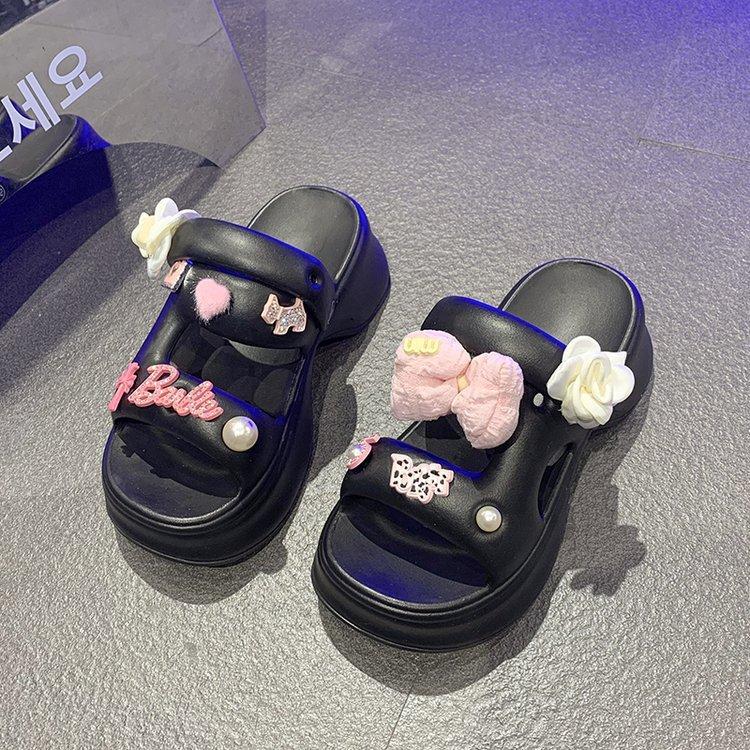 Niedliche Hausschuhe im Feenstil Damen Mary Jane Tragen 2024 neue Mode auf Scheiße treten Gefühl dicksohlige Lochschuhe Sandalen Tide