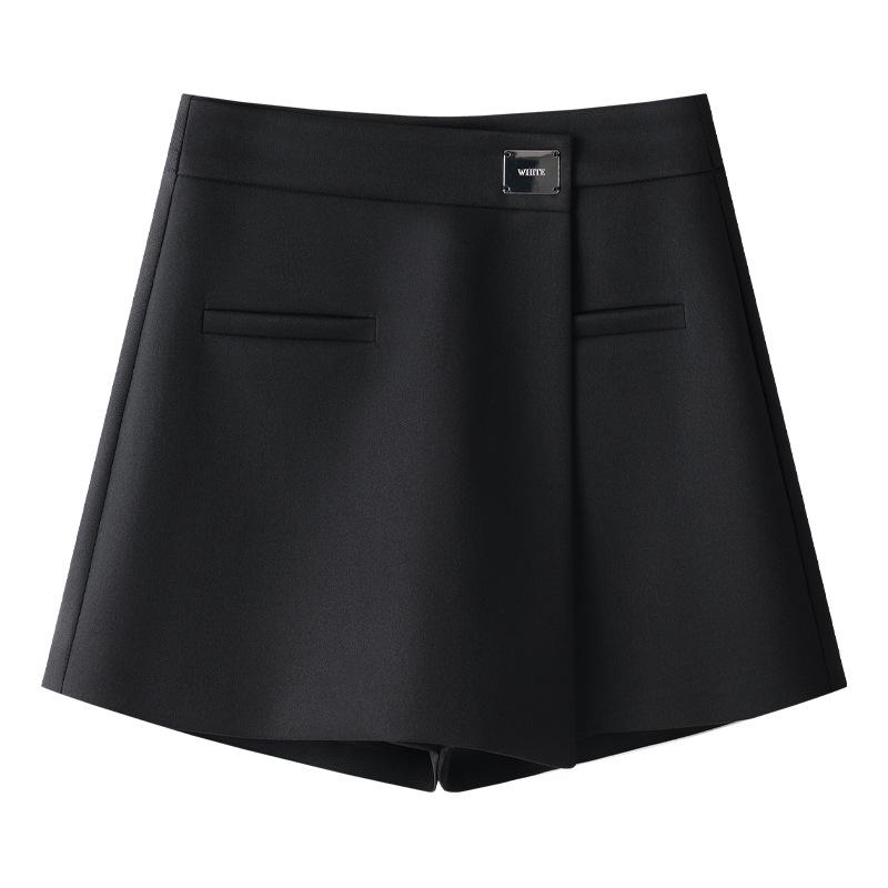 

Women s High-Waist Black A-Line Wrap Skort – Spring 2025 Slimming Midi Skirt M чёрный