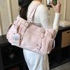 Collegue Student Sweet Pink Large Capacity Hobo Bag Soft PU Leather Crossbody Handbag With Multi Pockets For Women Daily Commute